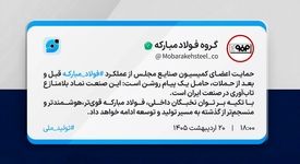 حمایت اعضای کمیسیون صنایع مجلس از عملکرد فولادمبارکه