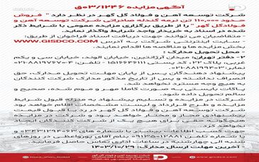 فروش حدود ۱۱۰.۰۰۰ تن نرمه گندله صادراتی شرکت توسعه آهن و فولاد گل گهر