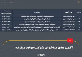 آگهی های فراخوان شرکت فولاد مبارکه