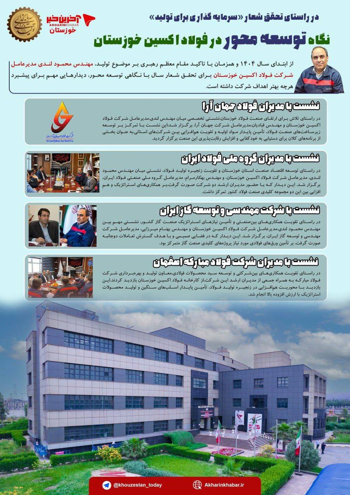 اینفوگرافی آخرین خبر/ نگاه توسعه محور در فولاد اکسین خوزستان