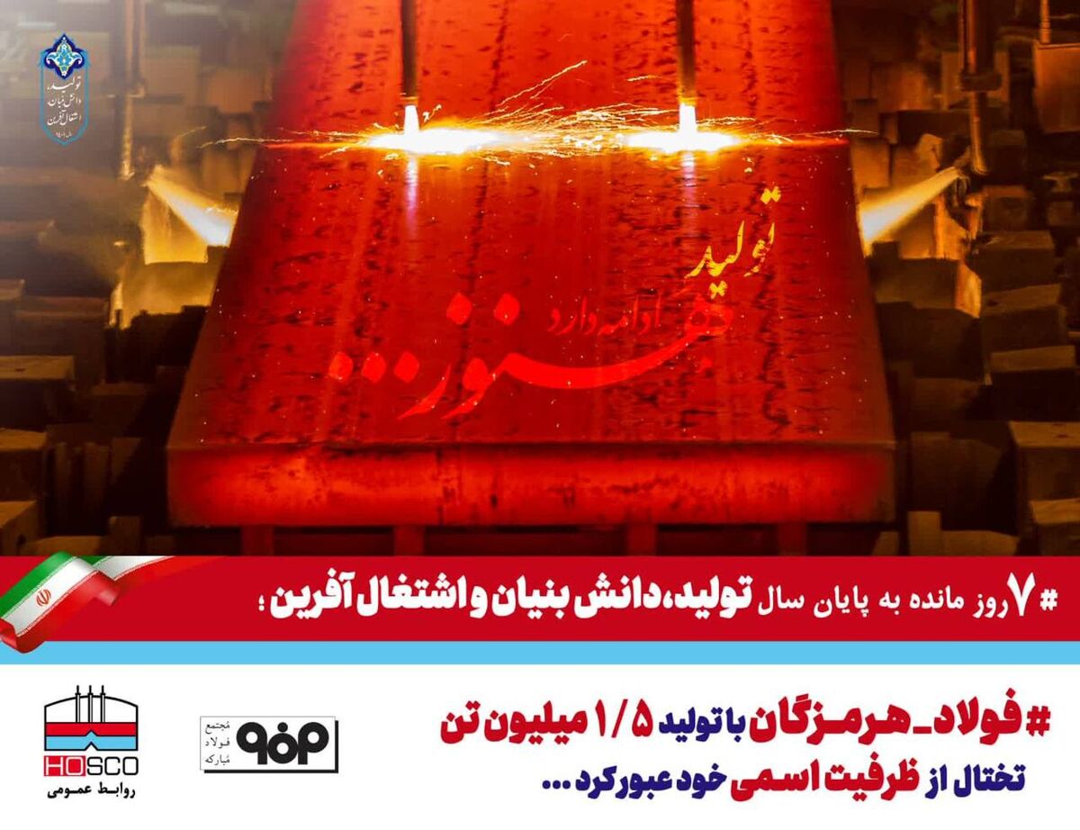فولاد هرمزگان با تولید ۱/۵ میلیون تن تختال از ظرفیت اسمی خود عبور کرد