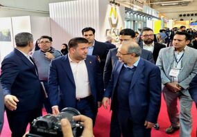 بازدید معاون وزیر صمت و رئیس هیات عامل ایمیدرو از غرفه شرکت فولاد خوزستان