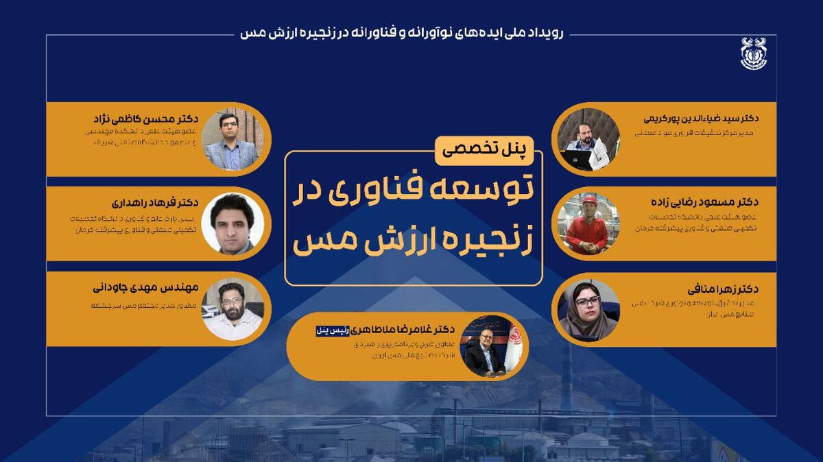 حضور ضیاالدین پورکریمی مدیر مرکز تحقبقات فرآوری مواد معدنی ایران، در پنل تخصصی (توسعه فناوری در زنجیره ارزش مس)
