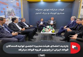 بازدید اعضای هیئت‌مدیره انجمن تولیدکنندگان فولاد ایران از پاویون گروه فولاد مبارکه در نمایشگاه متافو تبریز