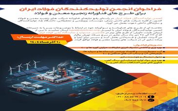 فراخوان انجمن تولیدکنندگان فولاد ایران برای طرح های فناورانه زنجیره معدن و فولاد