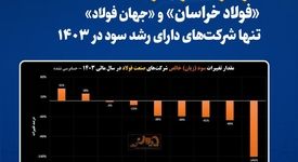 «فولاد خراسان» و «جهان فولاد»  تنها شرکت‌‌های دارای رشد سود در ۱۴۰۳