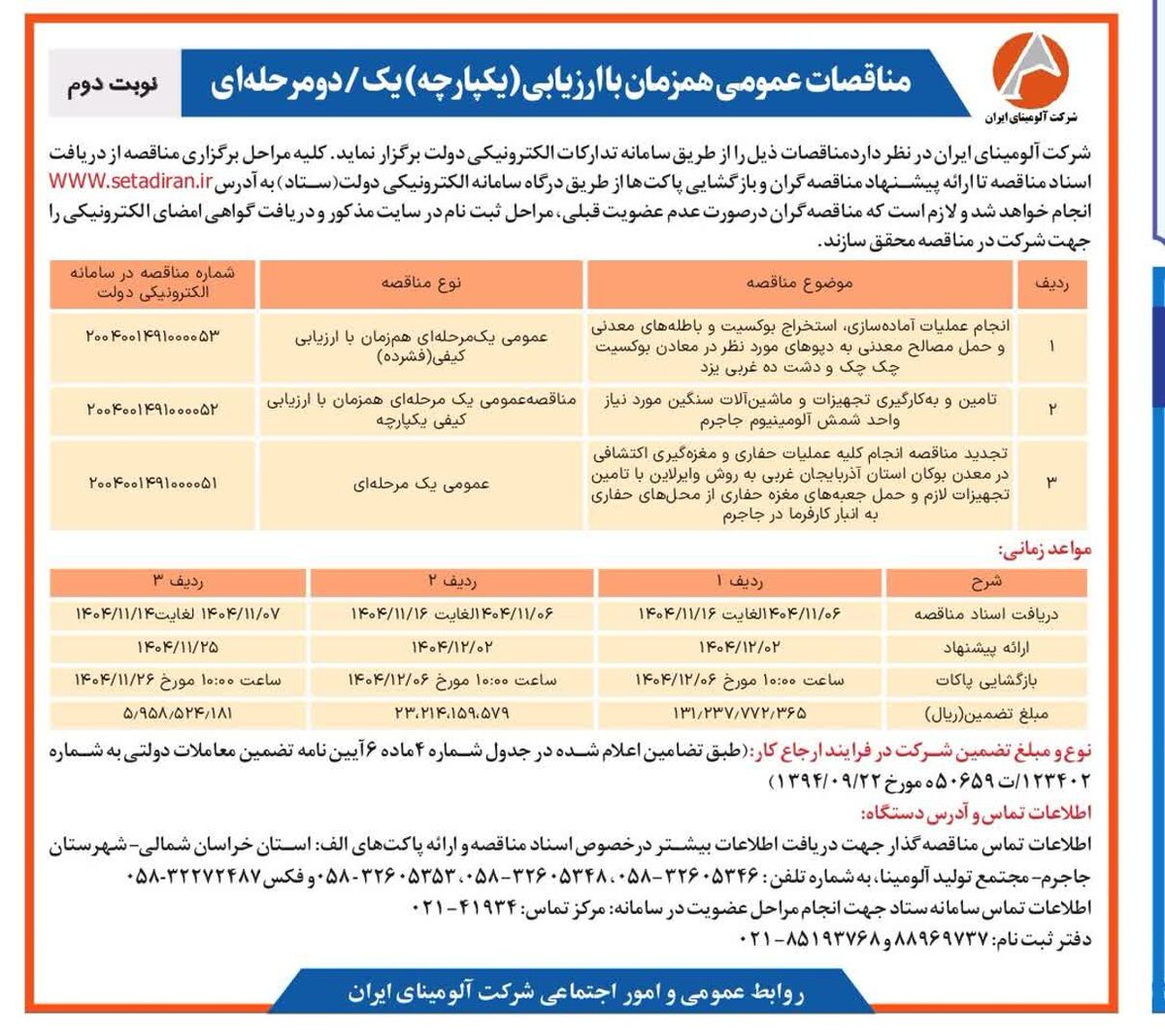 استخراج معادن بوکسیت چک چک و دشت ده غربی یزد