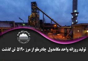 تولید روزانه واحد مگامدول چادرملو از مرز 5190 تن گذشت