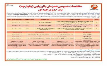 چاپ و انتشار نوبت اول مناقصات عمومی شرکت آلومینای ایران در روزنامه های
