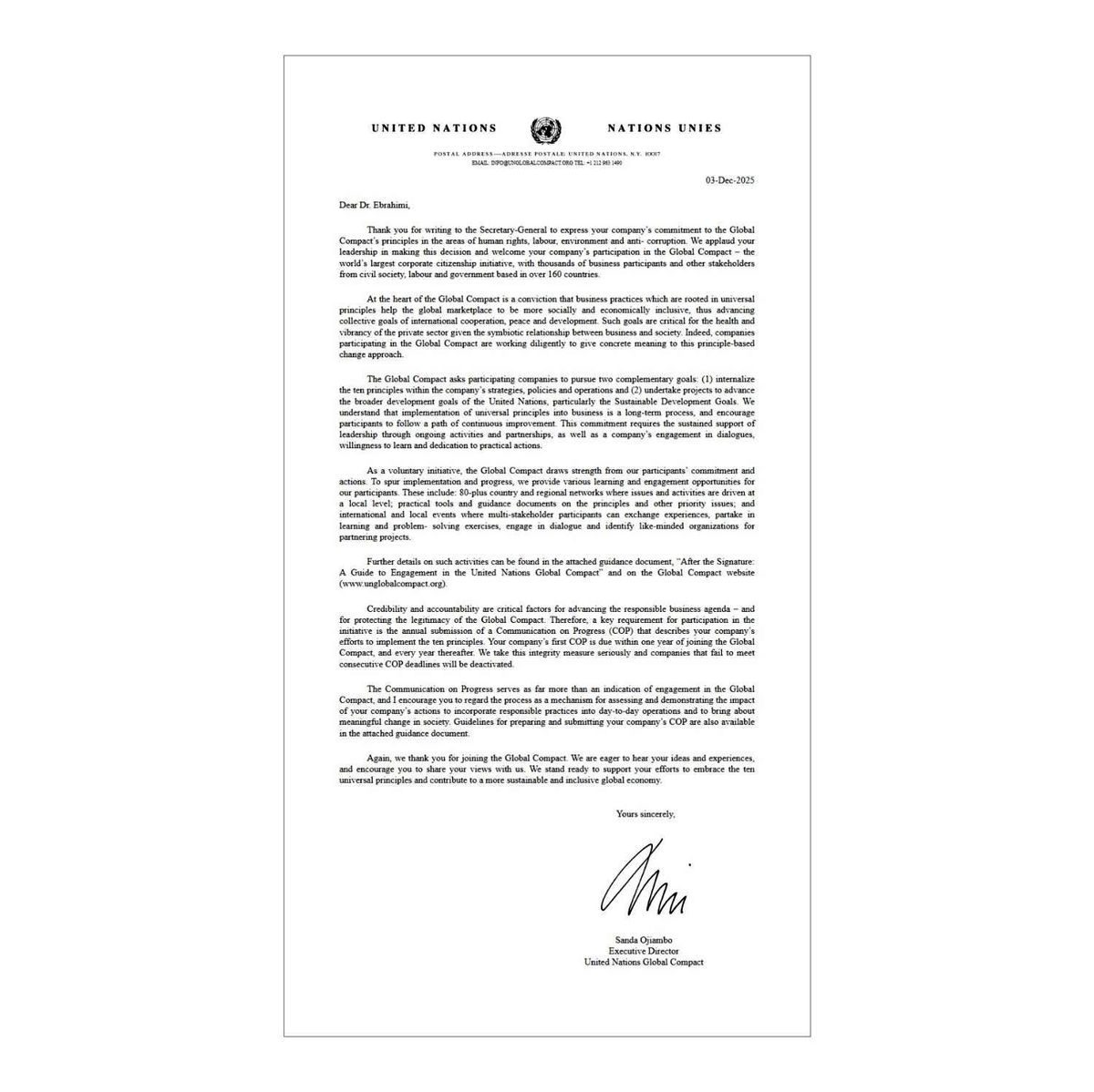 میدکو به شبکه پیمان جهانی مسئولیت اجتماعی سازمان ملل پیوست

