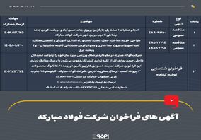 آگهی های فراخوان شرکت فولاد مبارکه