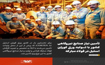 تأمین نیاز صنایع نیروگاهی کشور با تولید ورق کورتِن استیل در فولاد مبارکه