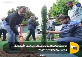 کاشت نهال یادبود توسط وزیر امور اقتصادی و دارایی در فولاد مبارکه

